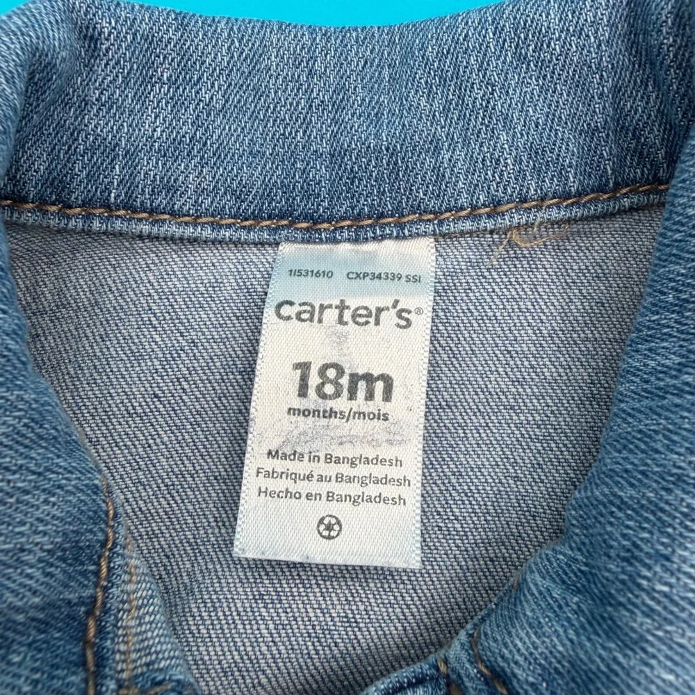 Carter's Denim Jacket Kids 18M Blue Excellent Button Front Trucker Jacket